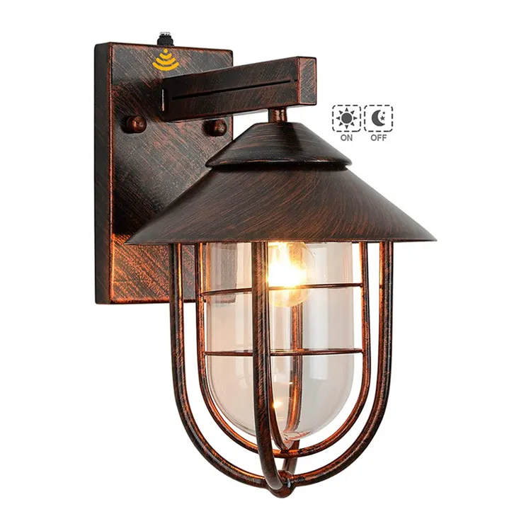 Nautische Stijl Schemeringsdimmer Sensor Outdoor Muur Lantaarn Olie Gewreven Brons Veranda Yard Wandlamp Verlichting