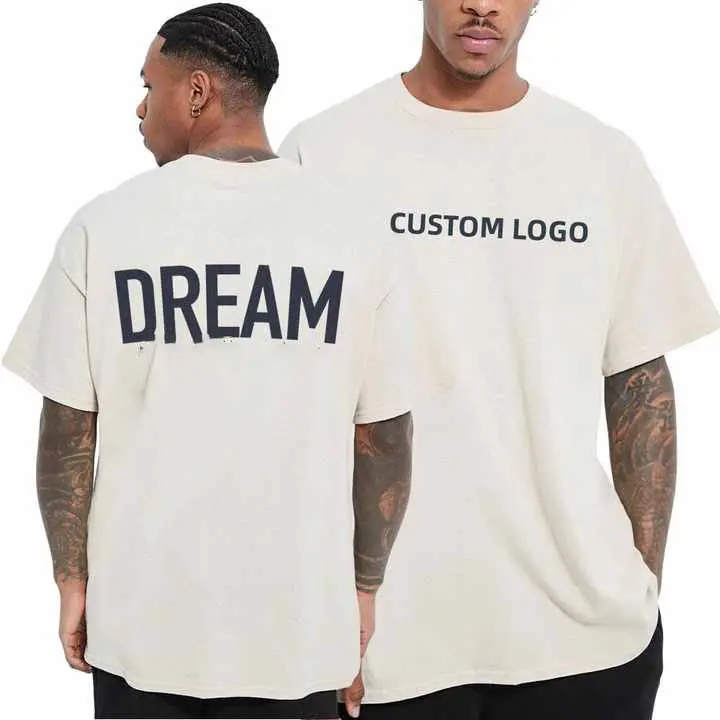 Fabricación de RUICHI, camiseta para hombre, ropa de calle de alta calidad en blanco, camiseta con logotipo estampado de peso pesado de 200 GSM para OEM