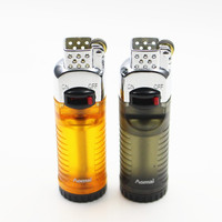 Nouveau modèle de briquet à flamme nue avec grand réservoir d'air transparent, briquet gonflable durable, briquet à verrouillage d'allumage