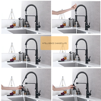 Offres Spéciales Capteur Tactile intelligent Unique Poignée D'arc Tirez noir professionnel personnalisé Évier de cuisine Robinet D'eau