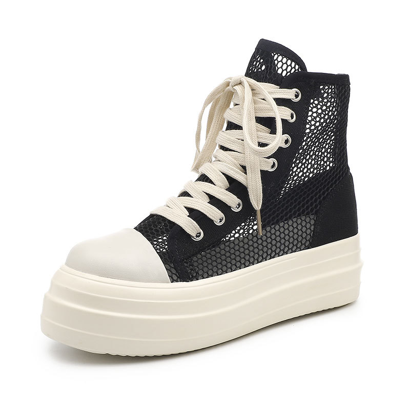 Casual Canvas Shoes Luxury Trainers Ankle Lace Up Women Sneaker Zip  Hip Hop Streetwear Flat Chunky Sneaker Shoes