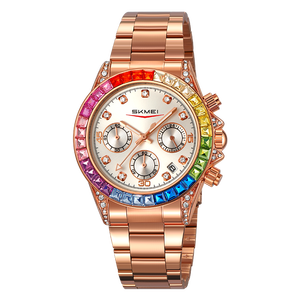 Montre-bracelet chronographe à quartz de haute qualité SKMEI 2352, montre de luxe tendance, bracelet en acier inoxydable - Product Image 1