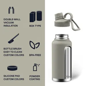 Tùy Chỉnh 32Oz 40Oz 64Oz Đôi Tường Chân Không Flask Cách Điện Thép Không Gỉ Thể Thao Chai Nước