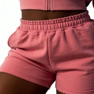 Women's Solid Cotton Two Piece Shorts Set Mid-Calf <b>Jacket</b> Shorts Autumn Casual Outfits Custom Logo Streetwear Y2K Wholesale - Product Image 3