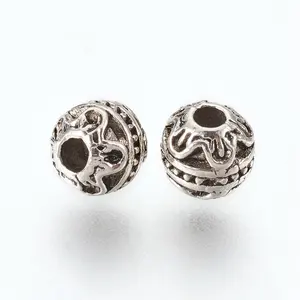 PandaHall 5.5mm Round Antique Silver Tibetan Style Alloy Beads