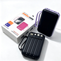Batterie externe portable 10000 mAh avec câbles intégrés et logo personnalisé, entrée et sortie 10W, mini-batteries externes, cadeaux promotionnels d'entreprise