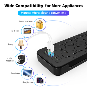 Vinisem 8-lỗ đa chức năng ổ cắm điện 10cm mở rộng Dây ổ cắm với USB và Type-C UK Dải điện tiêu chuẩn - Product Image 5