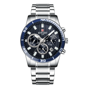 Montre à quartz REWARD 81009 Classy Golden Boys, bracelet en acier inoxydable parfait, 3 cadrans, chronographe, design de montre de course grand format - Product Image 3