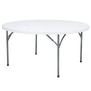 APT015工厂批发5英尺6英尺8英尺折叠圆形塑料桌活动婚礼塑料圆桌