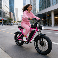 Bicicleta Eléctrica Rosa, Fatbike, Moped Eléctrico, Bicicleta de Montaña Eléctrica con Batería de Litio, Bicicleta Eléctrica Híbrida para Chicas y Mujeres