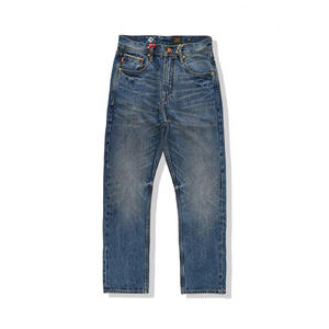 15 oz Klasik Amerikan Vintage Düz Paça Pantolon Ağır Sonbahar Selvage Denim Nostaljik Mavi Yıkanmış Kot Pantolon Günlük Selvage Denim Kot Pantolon - Product Image 5