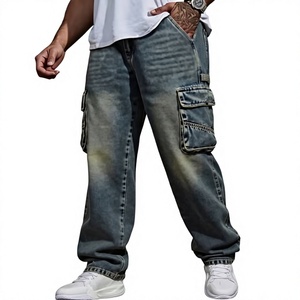 Jeans Cargo Azules Vintage para Hombre, Transpirables, Ligeros, Ecológicos, de Verano, Corte Holgado, con Bolsillos Utilitarios, Estilo Urbano Informal - Product Image 2