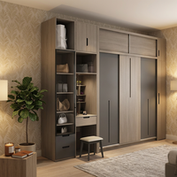 Armoire coulissante moderne pour chambre à coucher, armoires minimalistes en bois avec portes coulissantes, gain de place