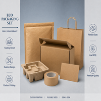 Ensemble d'emballages écologiques en papier kraft brun, boîte et sac en papier avec logo personnalisé, solution d'emballage durable complète pour les marques vertes