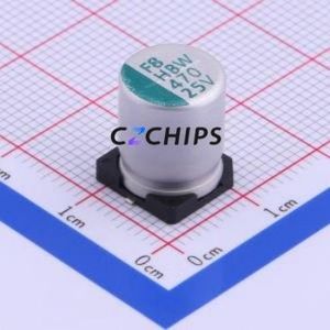 ตัวเก็บประจุแบบไฮบริดของเหลว-ของแข็ง HBW471M1ETR-1013K อลูมิเนียมอิเล็กโทรไลต์ ชนิด SMD, ขนาด D10xL12.5 มม. 470uF 20% 25V 4000 ชั่วโมง-125 ℃ - Product Image 1