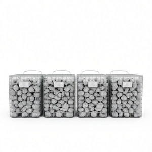 Set di 4 Cesti Gabion in Ferro Zincato Argentato, Contenitori Rettangolari per Organizzazione Cucina, Durevoli e Industriali - Product Image 1