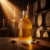 Bottiglia Vuota Premium per Alcolici con Fondo Pesante, 500ml 700ml 750ml, Bottiglia Rotonda Scanalata per Rum Caraibico con Tappo a Vite