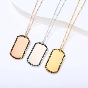 Wholesale Custom Letter <b>Name</b> Logo Necklace Pendant Heart Square Charms With Diamond Stainless Steel 18k Pvd Gold Plated - Product Image 3