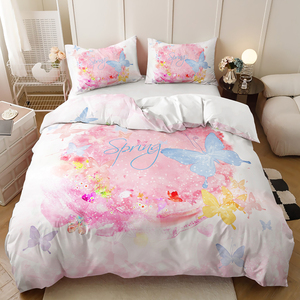 Màu Hồng Bướm 3D in kỹ thuật số Polyester Vải Nữ Hoàng thích hợp cho thanh thiếu niên bộ đồ giường đặt - Product Image 5