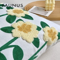 Bantal Bunga Persegi Kustom Bordir Sarung Bantal Penutup Sofa Bantal Sandaran Tempat Tidur Handuk Kanvas Ruang Tamu Rumah