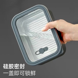 304 Stainless Steel Food Storage Container 1600ml Rectangular Clip On Lid Microwave Safe For Home Camping - Product Image 3