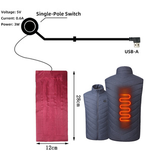 Vente en gros de bande de coussin chauffant électrique 3W 5V/0.6A et de coussin chauffant en fibre de carbone film chauffant lavable feuille chauffante pour gilet veste - Product Image 1