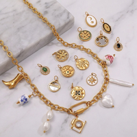 Collier Pendentif Croix Rond en Acier Inoxydable Plaqué Or PVD 18K, Style Mixte, Émail, Cristal et Strass, Collection de Bijoux pour Femme