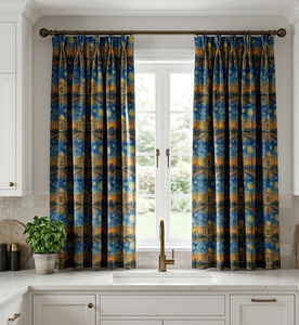 Starry Night Inspired Velvet Window <b>Curtain</b> Panel Blackout Room Darkening Drapery Artistic Decorative <b>Curtain</b> <b>for</b> Living Room - Product Image 2