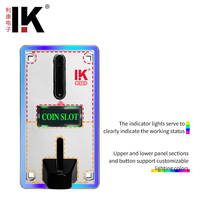 Accepteur de pièces programmable LK715 avec panneau de logo personnalisable, couleurs LED et effets lumineux extérieurs pour machines à laver et machines à griffes de pêche