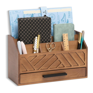 Organisateur <span class=keywords><strong>de</strong></span> <span class=keywords><strong>bureau</strong></span> en bois brun et accessoires avec tiroir, organisateur <span class=keywords><strong>de</strong></span> factures et <span class=keywords><strong>de</strong></span> courrier et porte-documents pour fournitures <span class=keywords><strong>de</strong></span> <span class=keywords><strong>bureau</strong></span> - Product Image 1