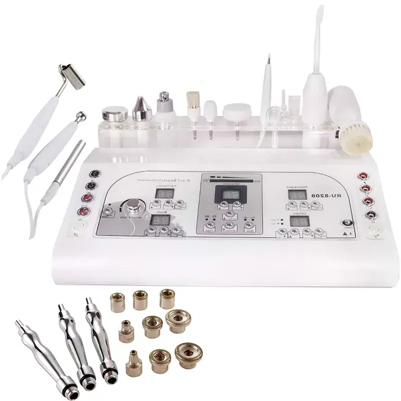 Máquina de microdermoabrasión al vacío 8 en 1, multifuncional, ultrasónica, portátil, galvánico, limpieza Facial, pulverizador de belleza