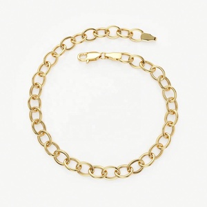 สร้อยข้อมือแบบโซ่ลายวงรี ดีไซน์พิเศษ ชุบทอง 14K ทำจากสแตนเลสสตีล เครื่องประดับแฟชั่นสำหรับผู้หญิง - Product Image 5