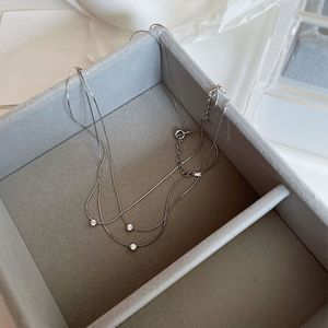 Collier en argent pur S925, perles fines, simple, polyvalent, perles multi-faces, fleur de voiture, chaîne simple, surface découpée, scintillant - Product Image 3