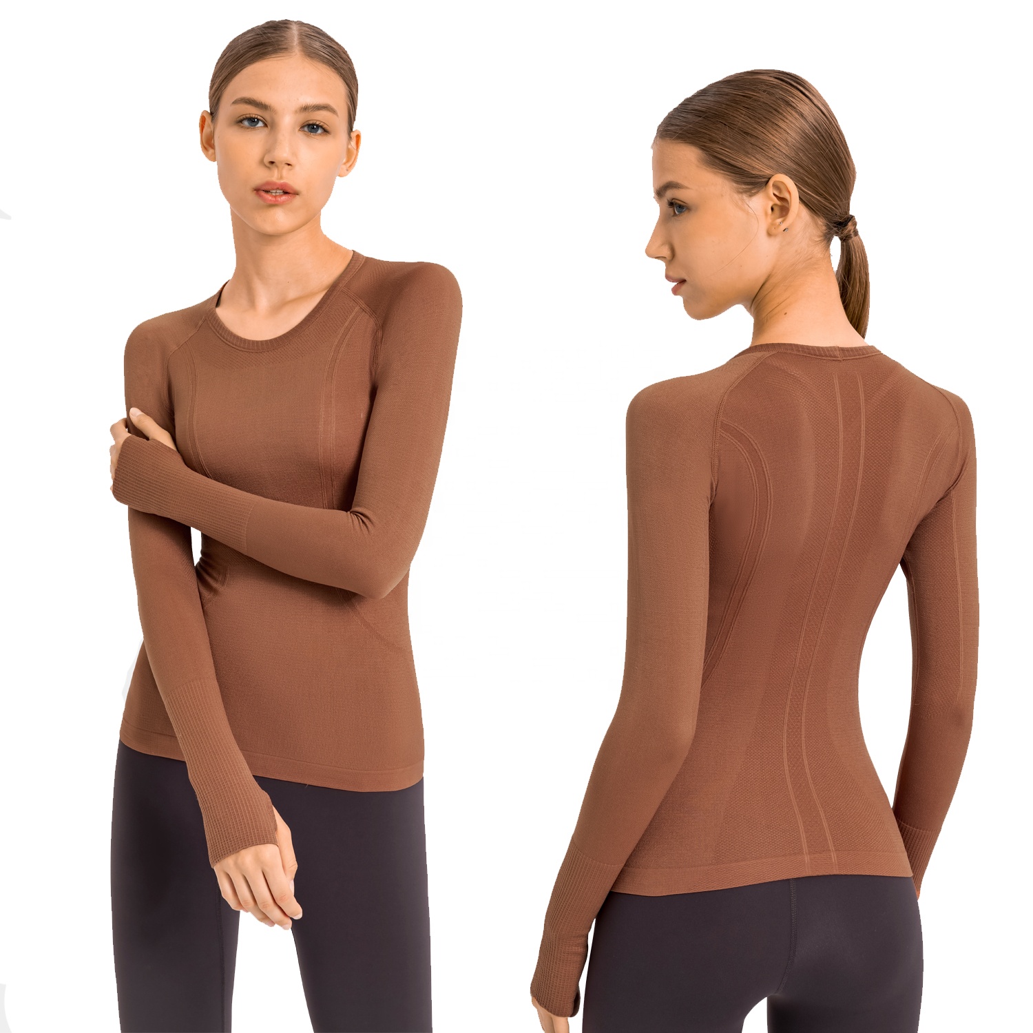 Lulu Long Sleeve Women's Round Neck Sports T-shirt Running Fitness Workout Yoga Top Yoga Training Sport Tops