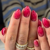 Faux ongles en amande ultra-fins, sans trace, à presser, effet blanchissant, motif pois pastèque frais, pour l'été, 30 pièces