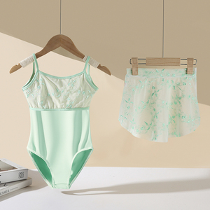 เสื้อชุดบัลเล่ต์ตาข่ายปักลายดอกไม้ชุดรัดรูปสำหรับฝึกเต้น - Product Image 3