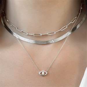 Collar CANNER de Plata de Ley 925 con Perla Clásica y Ojo de Diablo, Joyería Brillante con Circonitas, Collar de Oro de 18k para Mujer - Product Image 4