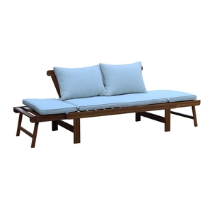 Canapé de patio moderne 3 places en teck massif, coussins en mousse écologiques, couleur personnalisable, mobilier d'extérieur - Product Image 1