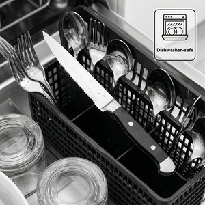 TOALLWIN Ensemble de 6 couteaux à steak en acier inoxydable, tranchants et dentelés, triple rivetés, pour la maison, les restaurants et les fêtes barbecue - Product Image 4