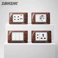 Interrupteur et prise électrique à texture bois SANSHE, prise universelle avec charge USB Type-C, ensemble modulaire de type 118