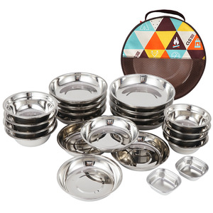 Ensemble de vaisselle portable de 22 pièces, bols à soupe, bols, assiettes, pour le camping en plein air, les voyages en voiture, les barbecues, l'utilisation à domicile, respectueux de l'environnement - Product Image 5