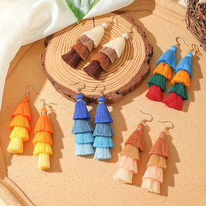 Bohemian <b>Tassel</b> <b>Earrings</b> Linen Thread Drop <b>Earrings</b> For Women Party Fashion Dangle Jewelry 2024 - Product Image 1