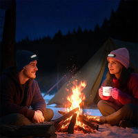Maglia Invernale Calda Unisex 230 °   Berretto con Lampada Frontale LED COB Ricaricabile USB a Fascio Ampio