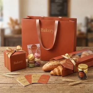 Customized Logo Recyclable Fast Food Bread Takeout <b>Paper</b> Bag Packaging Food Takeaway <b>Paper</b> Bags With Ribble Handle - Product Image 2