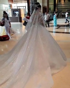 Vestidos de Novia Baratos de Encaje Estilo Princesa 2022 Hechos a Medida con Manga Larga Ilusión Blanco Marfil Traje Nupcial - Product Image 5