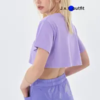 JRTレディースカスタムプリント高品質ショートTシャツ綿100% カジュアルクロップトップ