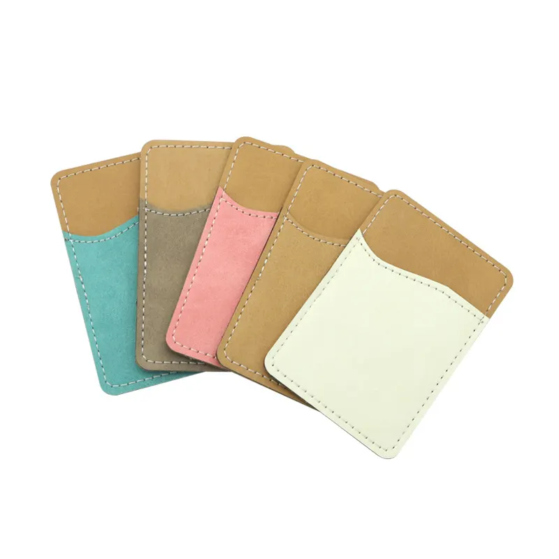 Hot sales Sublimation Blank Colorful PU Leather Phone pocket credit Card Holder with sticker