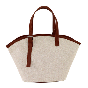 Sac fourre-tout décontracté en toile pour femme, avec poignées en toile robuste et coque en cuir PU, design tendance 2022 - Product Image 3