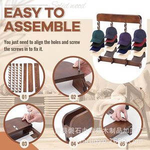 Wooden Hat <b>Storage</b> Rack Wall Mounted 3 Layer <b>Baseball</b> <b>Cap</b> Display Organizer Durable Clothing Rack - Product Image 5