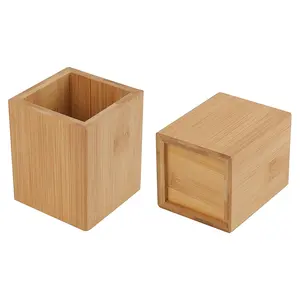 Suporte de lápis de mesa multifuncional, suporte para lápis de mesa de bambu natural para escritório, 100%